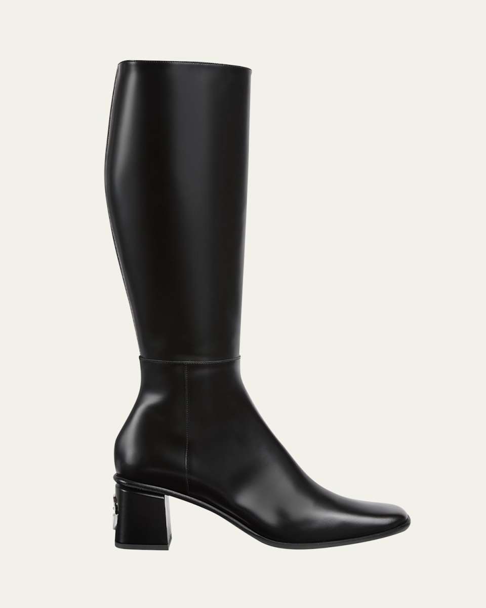 Onyx Leather Knee Boots